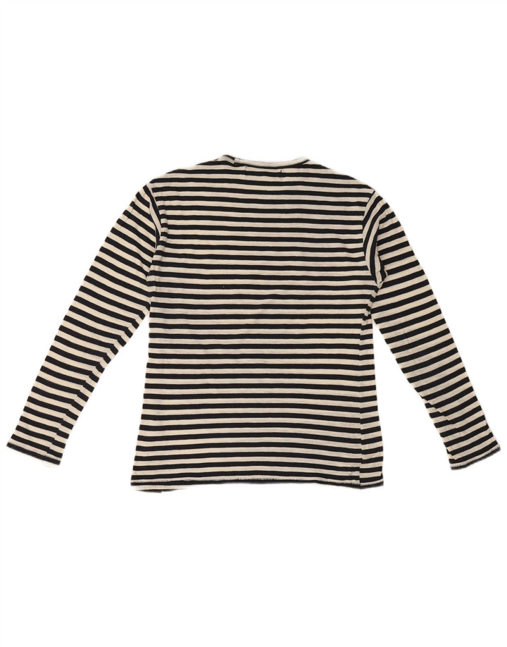 Zara Mujer Top Manga Larga UK 40 Small Negro Rayas