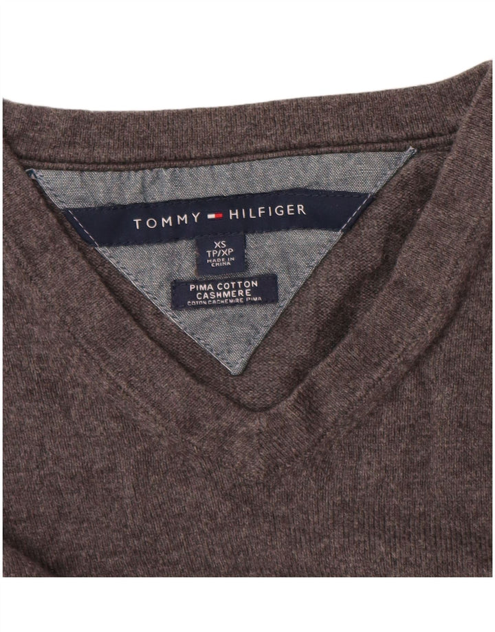 Tommy Hilfiger Jersey con cuello en V para hombre XS Algodón gris