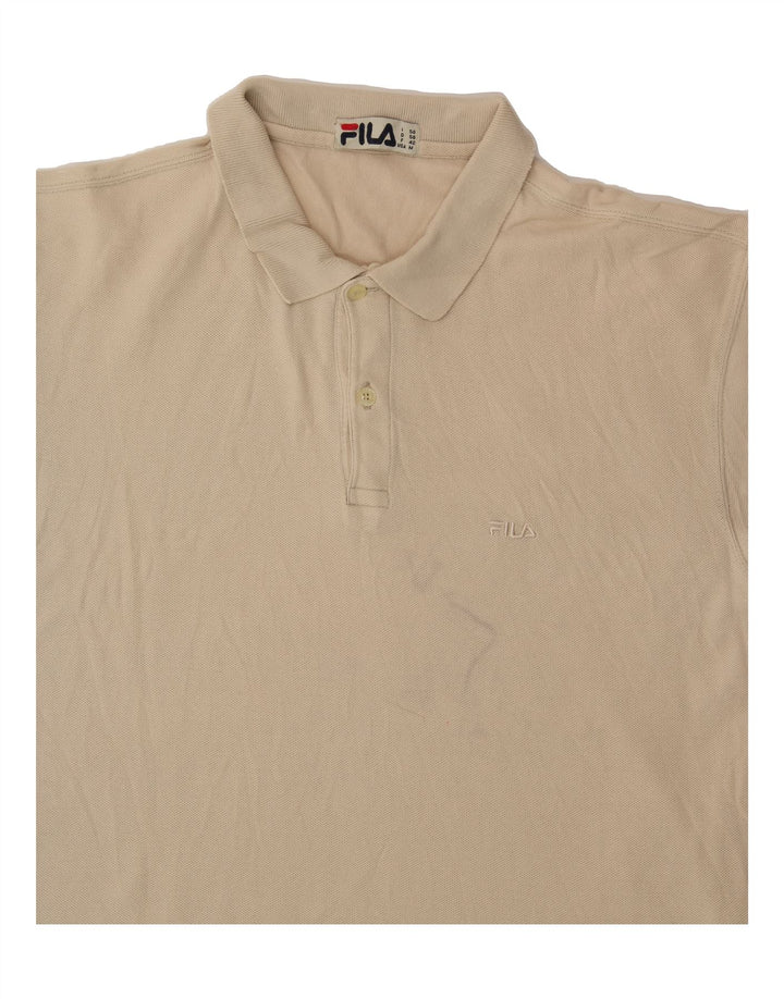 FILA Mens Polo Shirt Medium Beige Cotton Vintage Fila and Second-Hand Fila from Messina Hembry 