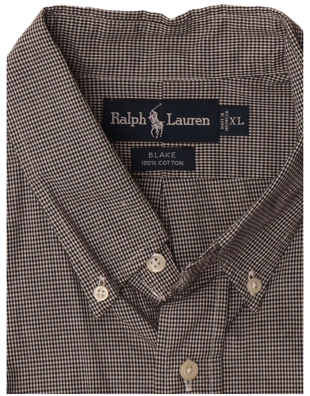 Ralph Lauren Camisa Blake para hombre XL Algodón a cuadros gris