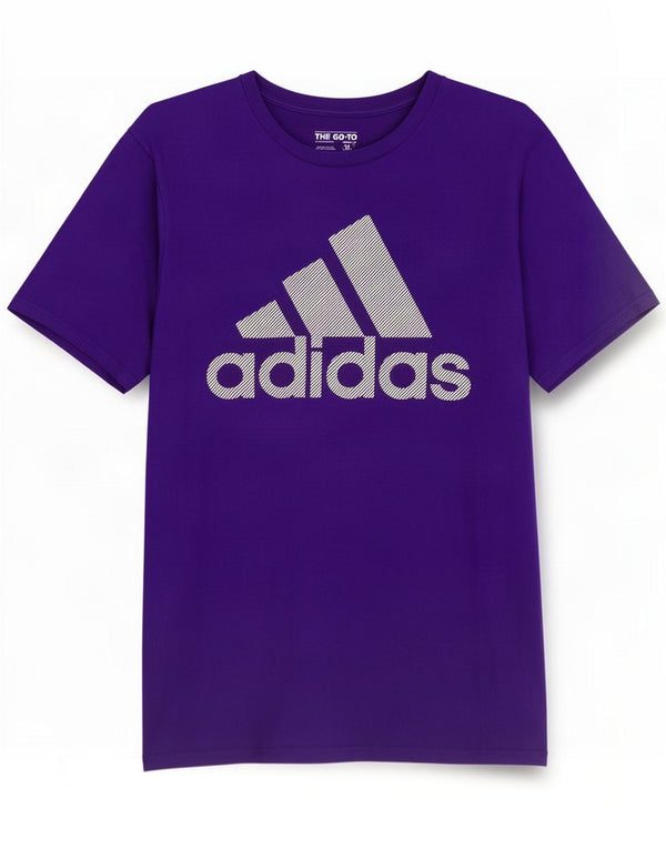 Camiseta con gráfico Adidas para hombre, parte superior de algodón morado medio