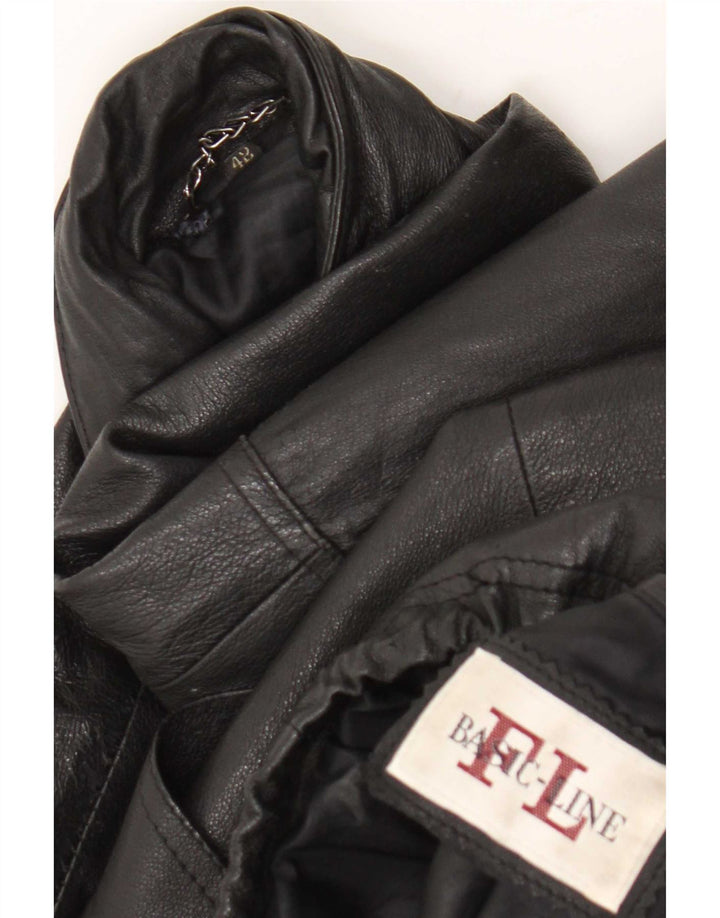 Chaqueta de cuero vintage para hombre Reino Unido 42 XL Negro