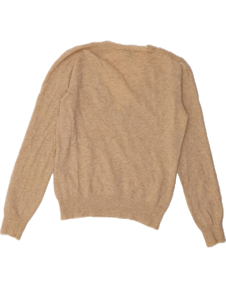 BENETTON Womens V-Neck Jumper Sweater UK 12 Medium Beige Vintage Benetton and Second-Hand Benetton from Messina Hembry 