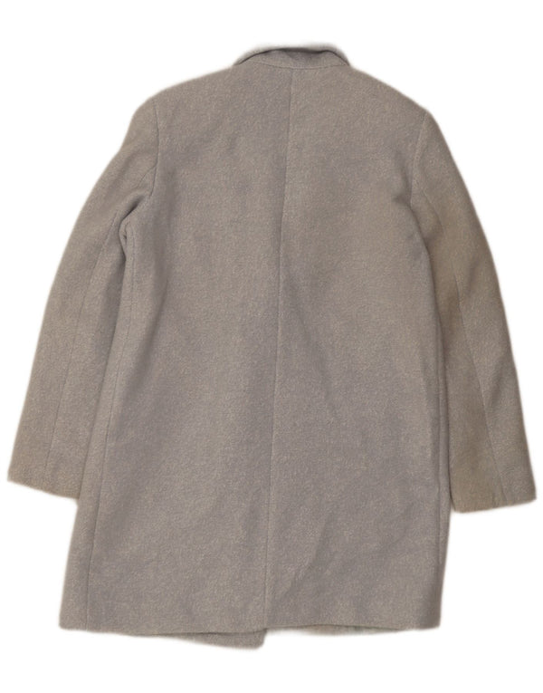 Zara Mujer Abrigo Extragrande De Doble Botonadura UK 6 XS Azul Moteado