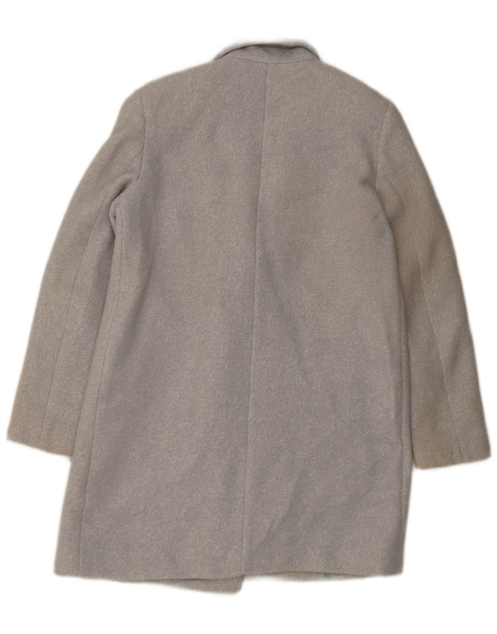 Zara Mujer Abrigo Extragrande De Doble Botonadura UK 6 XS Azul Moteado
