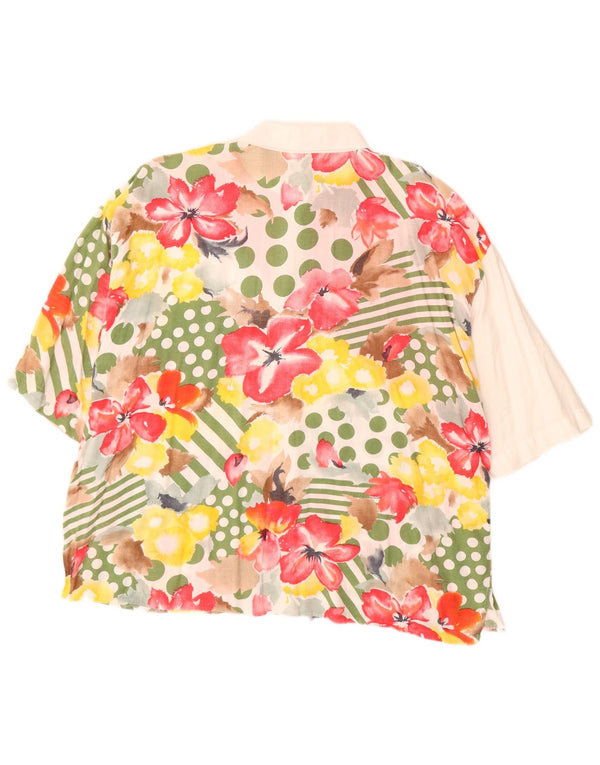 Vintage mujer suelta ajuste camisa blusa Reino Unido 20 2XL rojo floral