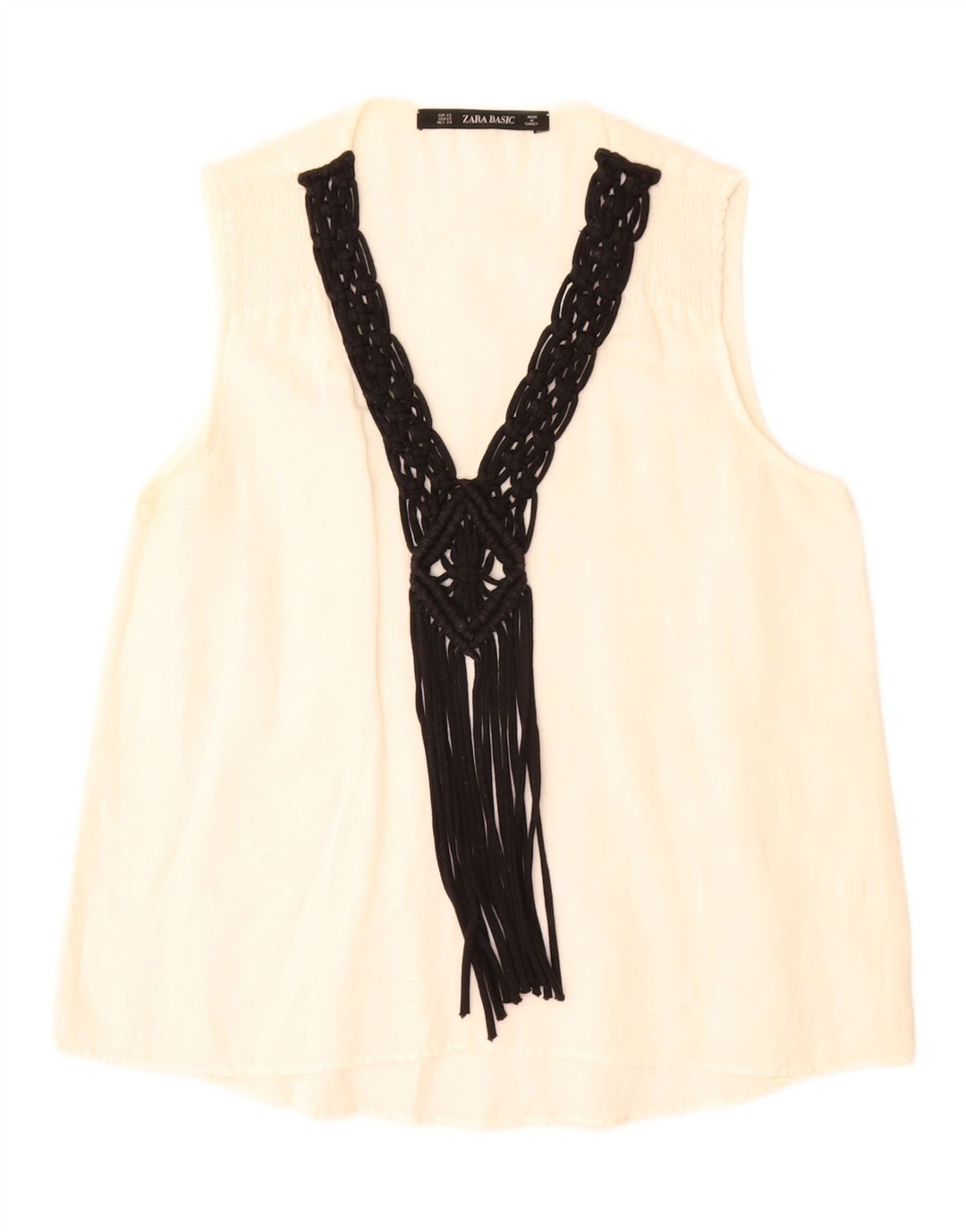 Zara Mujer Blusa Sin Mangas Top UK 6 XS Blanco