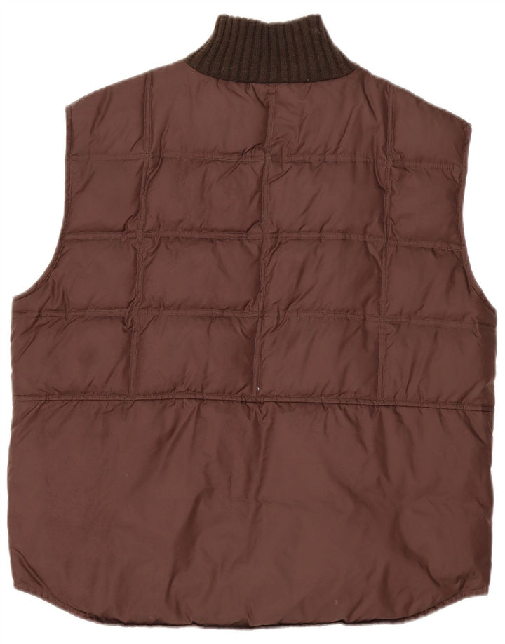 Vintage hombres acolchado Gilet Reino Unido 40 marrón grande