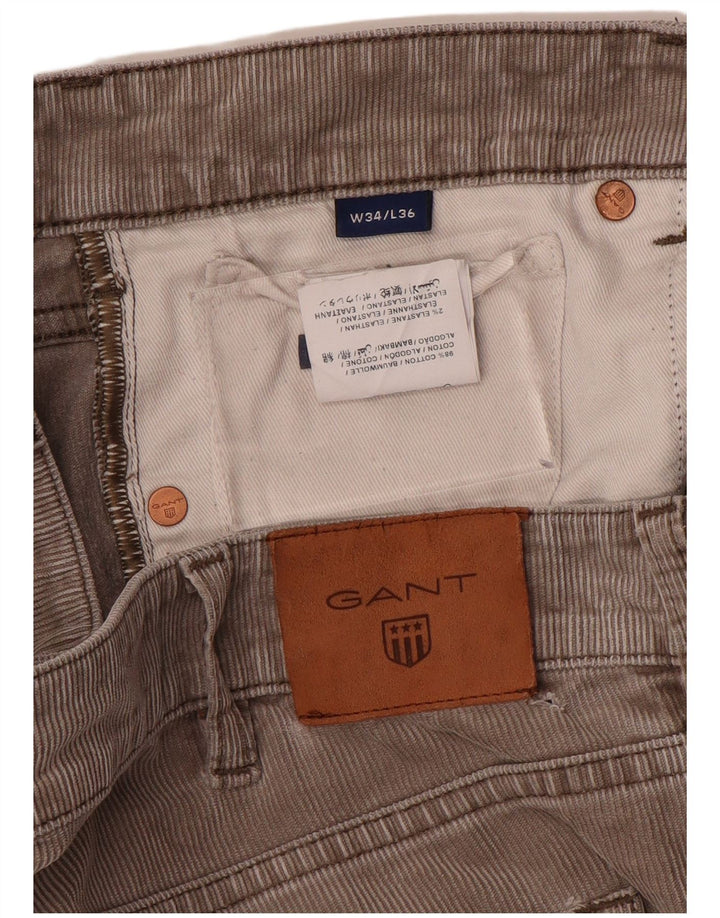 GANT Pantalones ajustados de pana para hombre W34 L36 Algodón gris