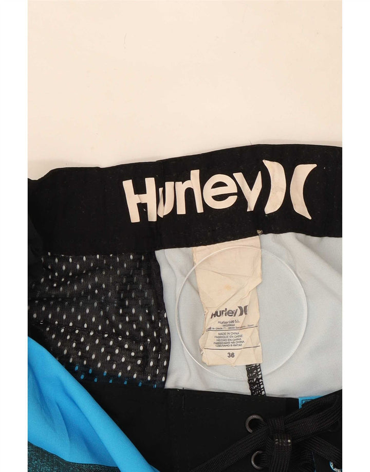 Hurley Bañador Corto Hombre Poliéster A Rayas Azul Grande
