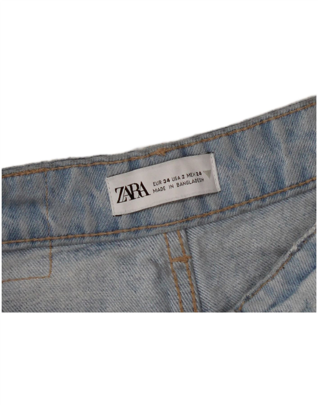 ZARA Vaqueros Rectos Mujer EU 34 2XS W24 L26 Azul Algodón
