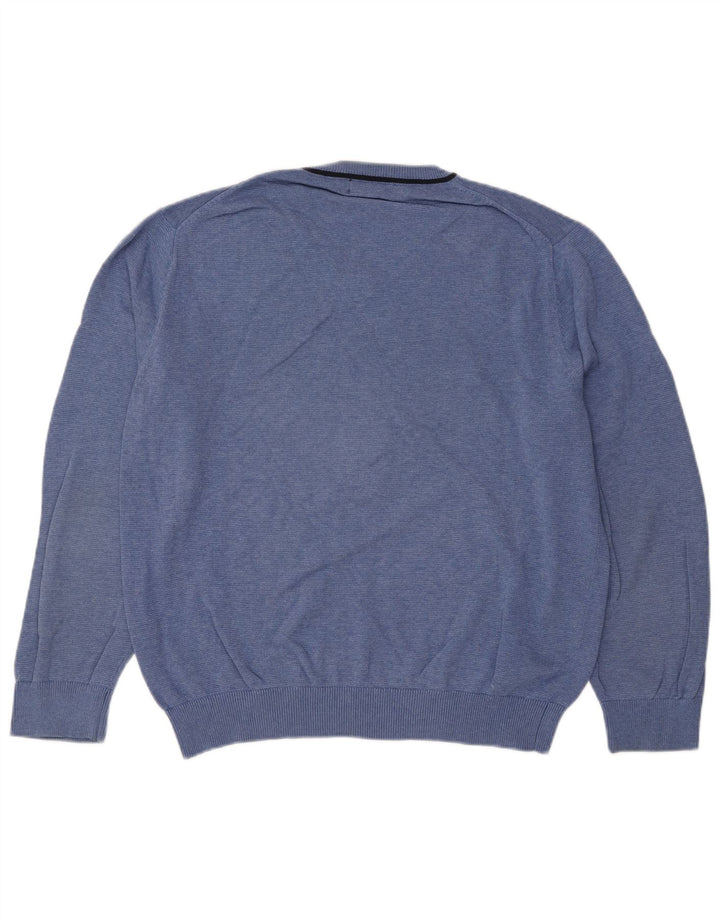Nautica Jersey con cuello en V para hombre, talla grande, algodón azul