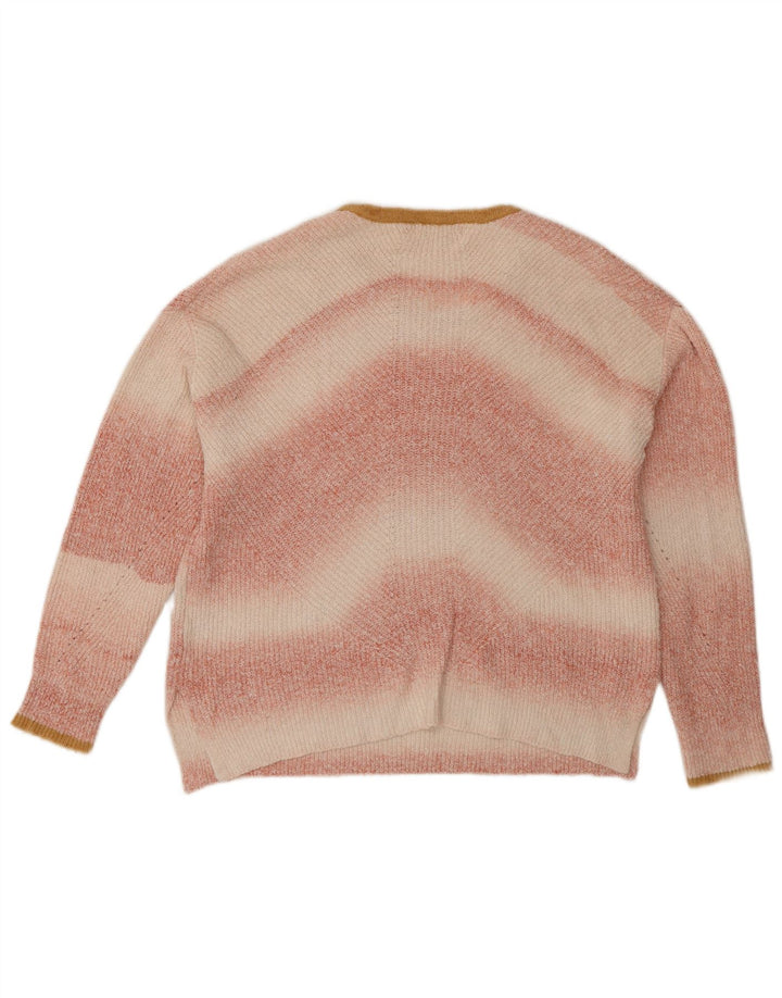White Stuff Suéter tipo jersey con cuello redondo para mujer, talla 40, talla mediana, color rosa a rayas
