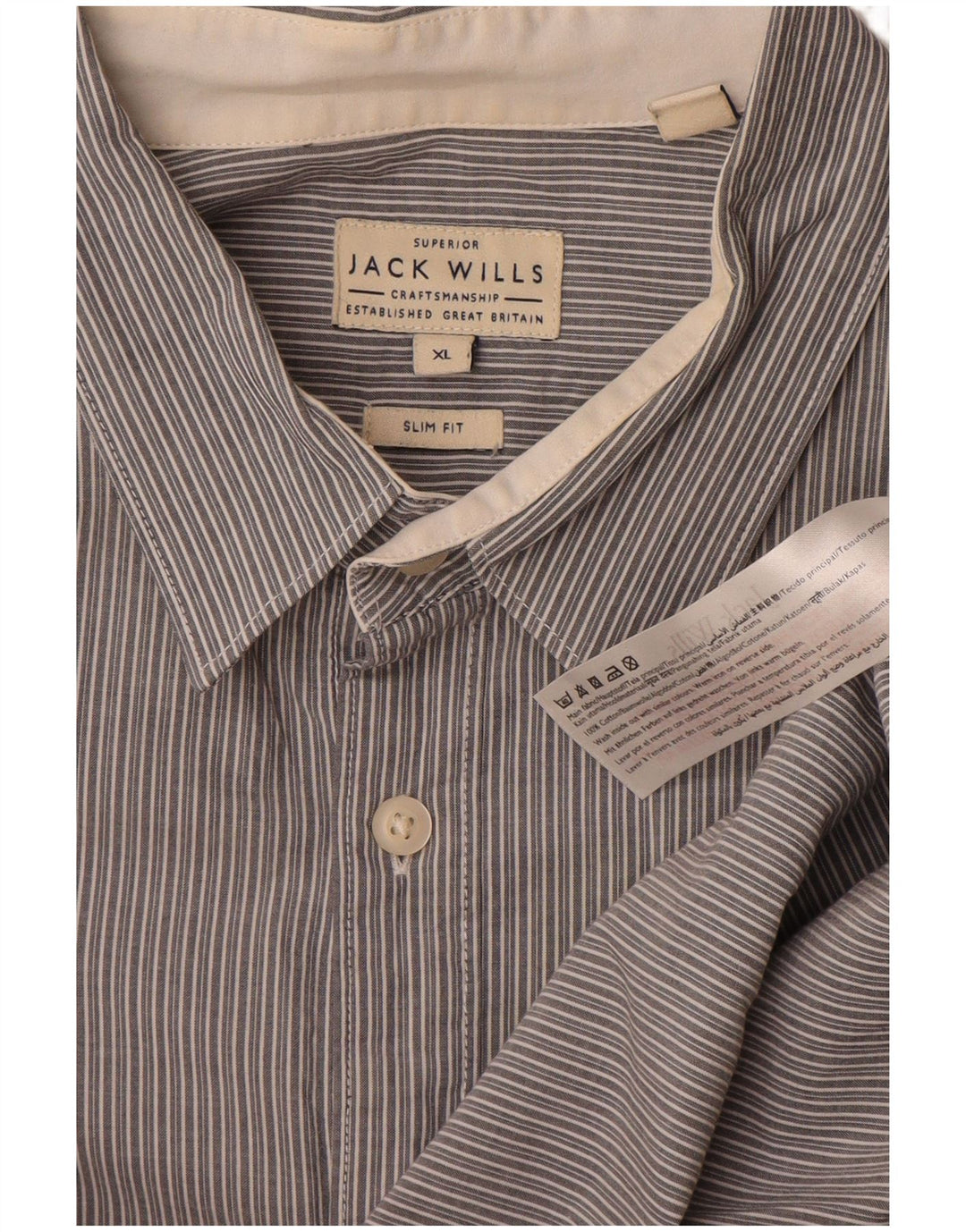 JACK WILLS Camisa slim fit para hombre XL Algodón gris a rayas