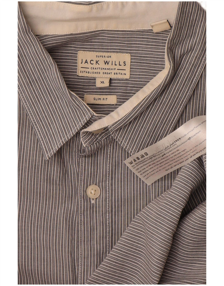 JACK WILLS Camisa slim fit para hombre XL Algodón gris a rayas