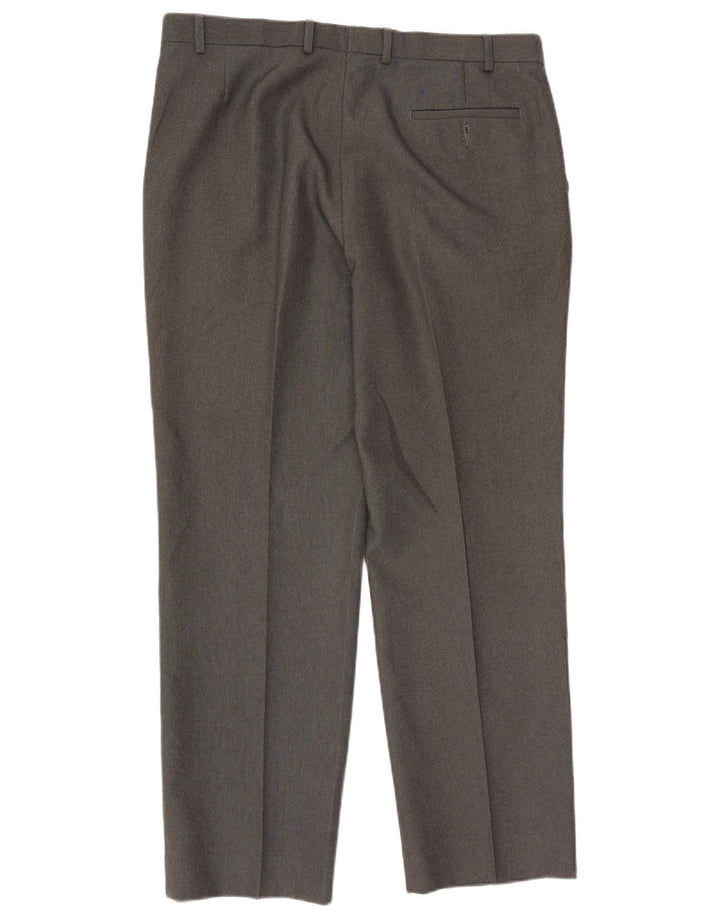 Marks & Spencer Pantalón de traje recto para hombre W38 L33 Poliéster gris