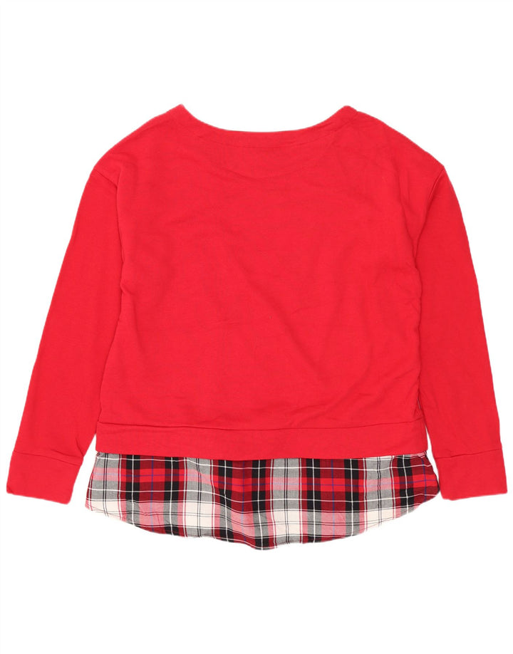 Izod Top para mujer de manga larga UK 44 Algodón a cuadros rojos grandes