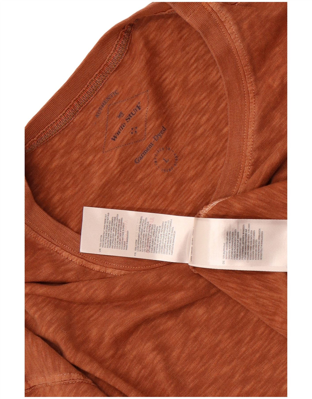 Camiseta de hombre White Stuff de manga larga de algodón moteado marrón grande