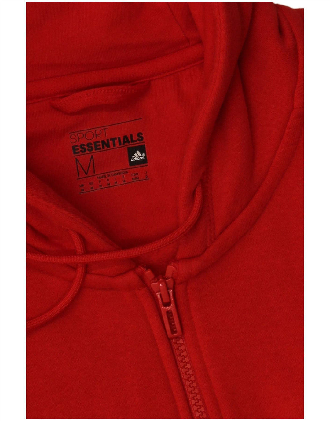 Adidas Hombre Zip Sudadera Con Capucha Suéter Medio Rojo Algodón