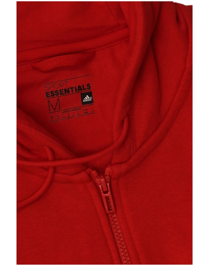 Adidas Hombre Zip Sudadera Con Capucha Suéter Medio Rojo Algodón