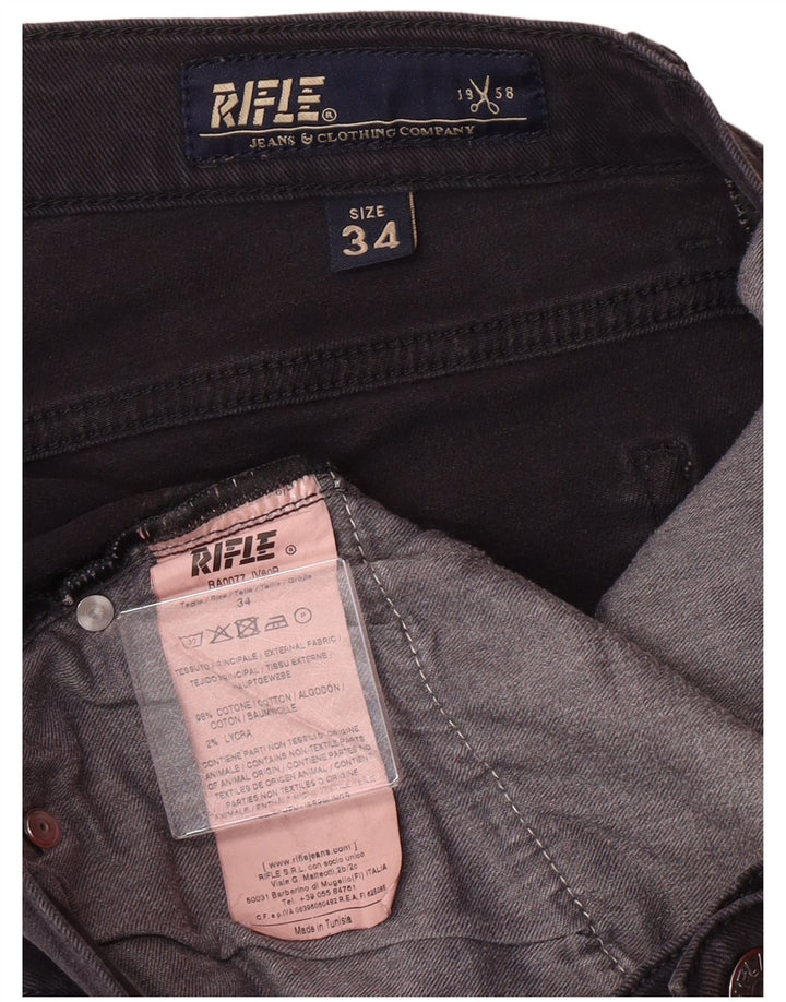 RIFLE Vaqueros ajustados para hombre W34 L34 Algodón gris