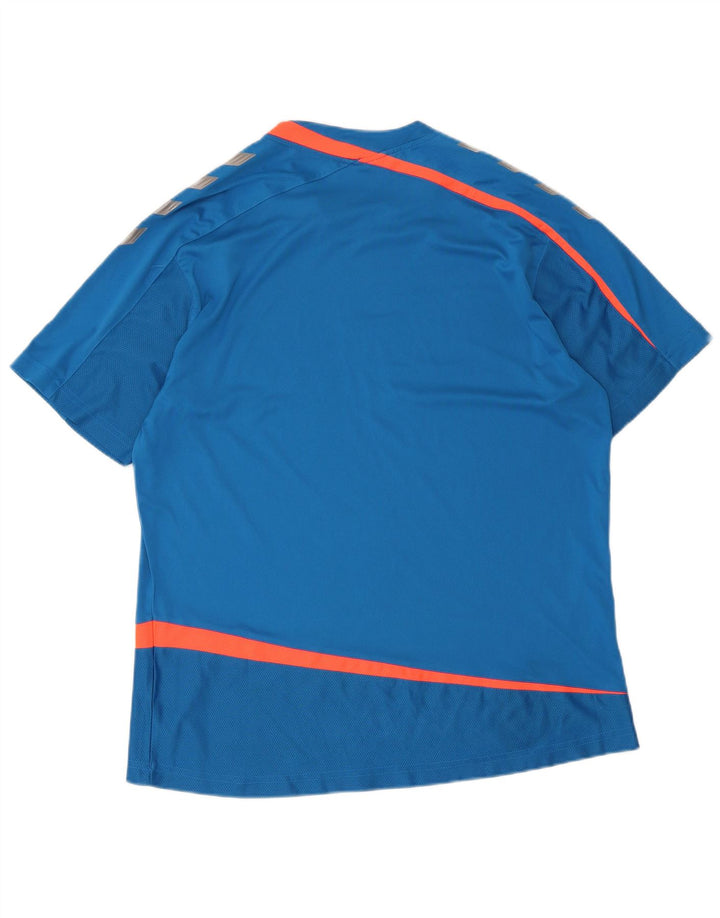 Hummel - Camiseta gráfica para hombre, talla grande, color azul a rayas