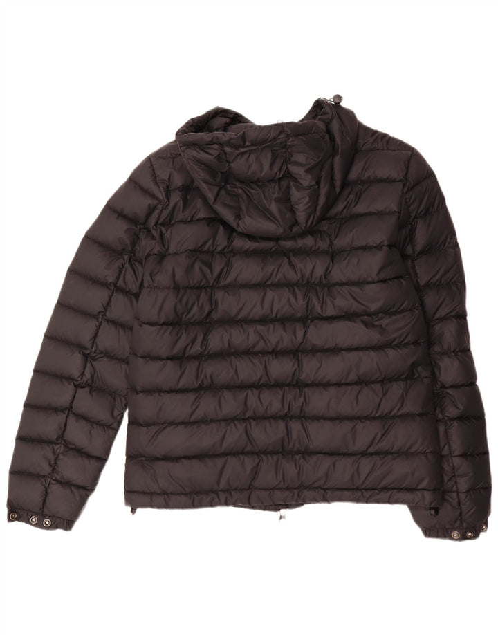 ARMANI JEANS Chaqueta acolchada con capucha para mujer UK 44 Mediana Poliamida negra