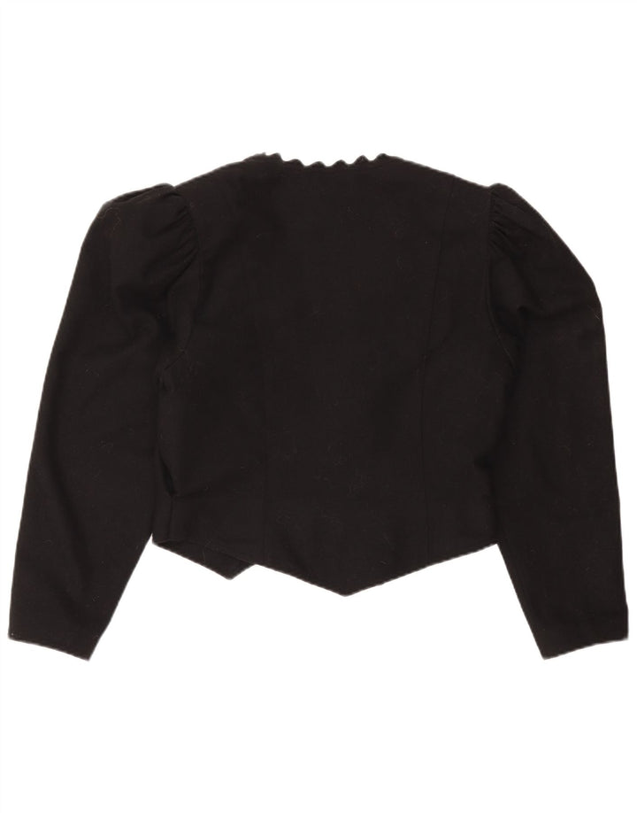 Meico Chaqueta tipo blazer corta con 3 botones para mujer UK 46 Grande Poliéster negro