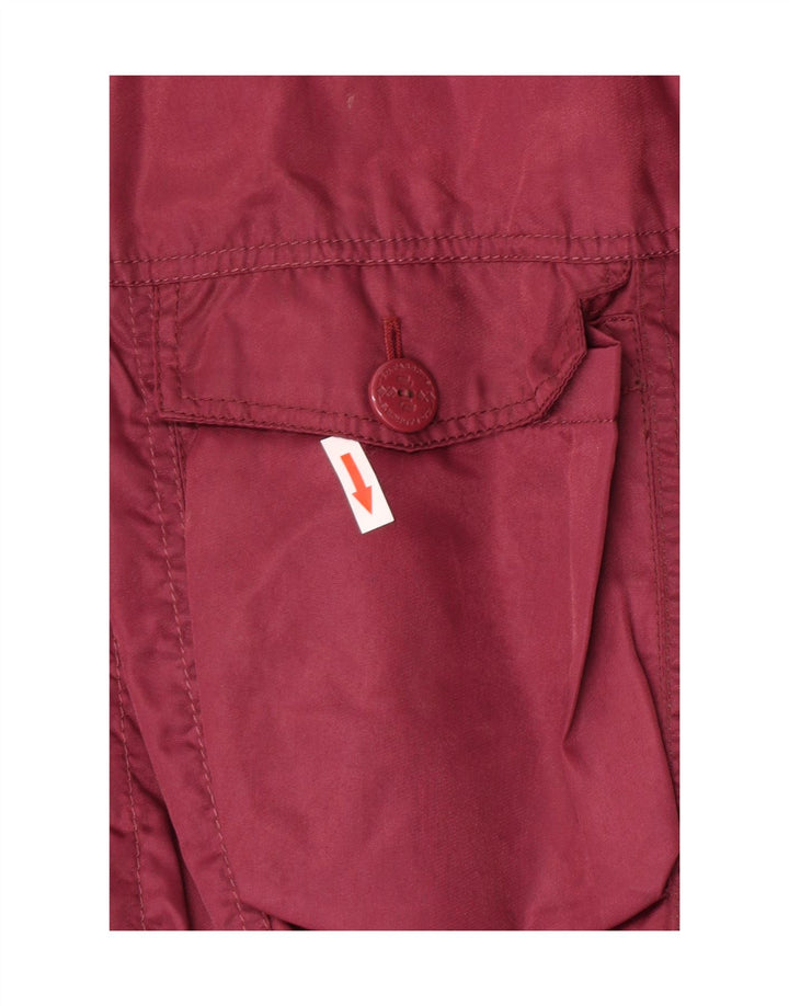 Vintage hombres acolchado chaqueta bomber Reino Unido 38 medio borgoña nylon