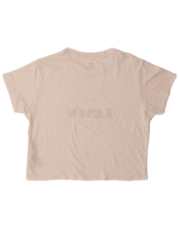 Levi's Camiseta gráfica para mujer Top UK 44 Algodón blanco mediano
