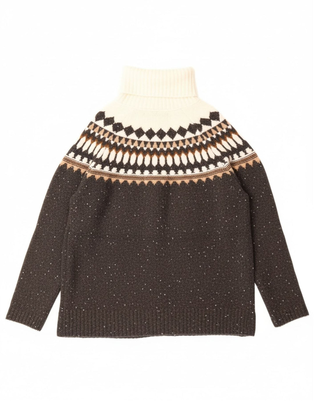 Marks & Spencer Suéter tipo jersey con cuello vuelto para mujer Reino Unido 10 Small Grey Fair Isle