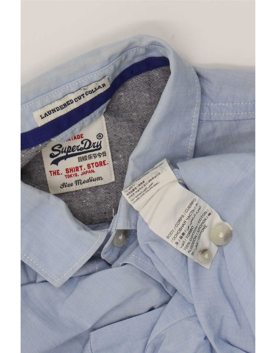Camisa Superdry Hombre Algodón Azul Medio