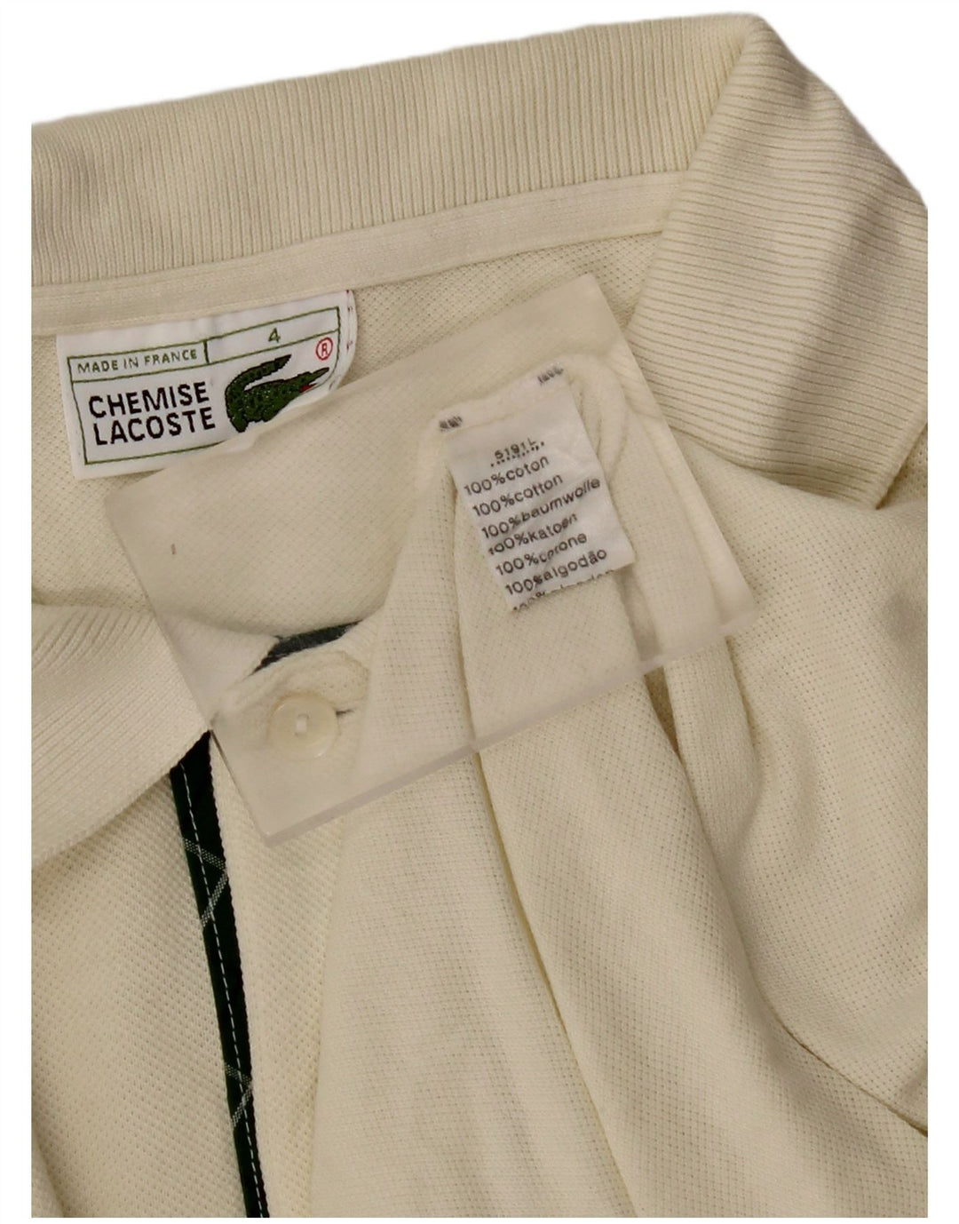 LACOSTE Polo para hombre talla 4 mediano algodón blanquecino