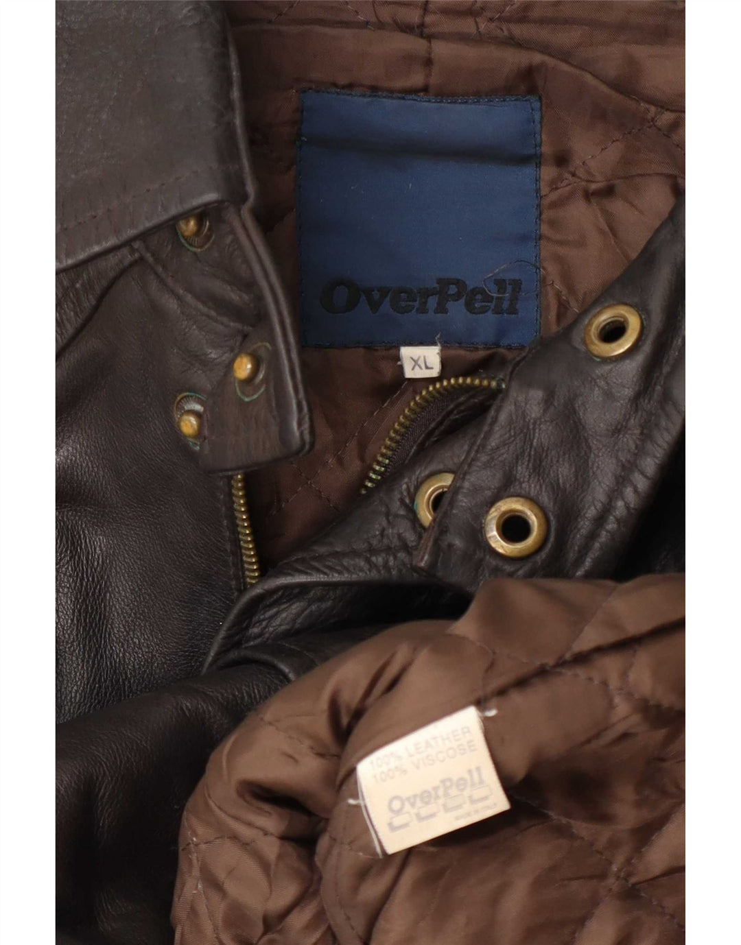 Chaqueta de cuero vintage para hombre Reino Unido 42 XL Marrón