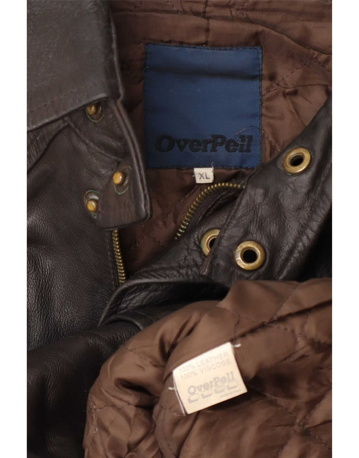 Chaqueta de cuero vintage para hombre Reino Unido 42 XL Marrón