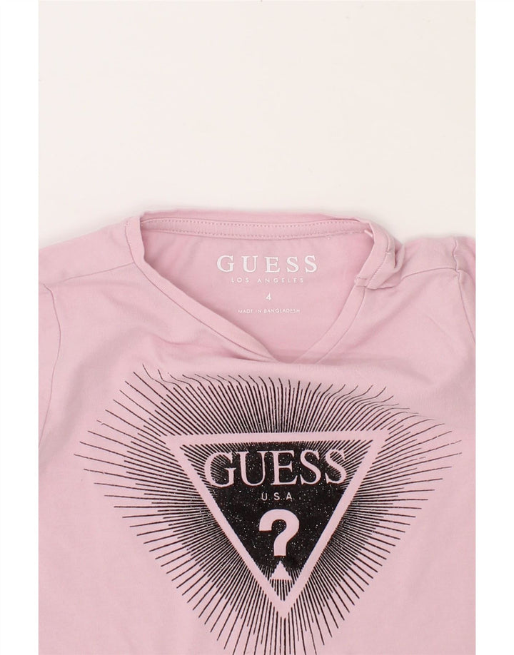 GUESS Girls Graphic Top Long Sleeve 3-4 Years Pink Vintage Guess and Second-Hand Guess from Messina Hembry 