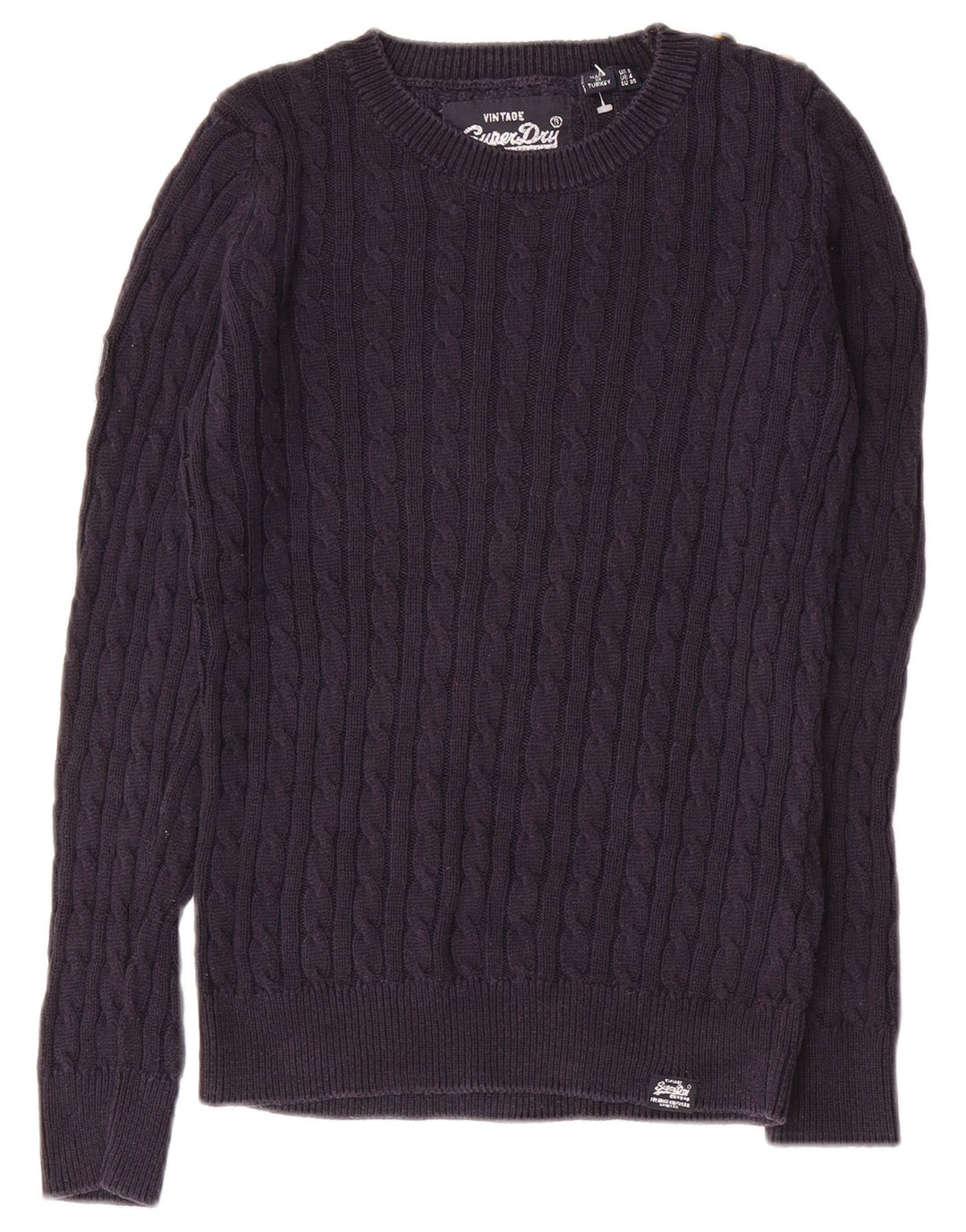 SUPERDRY Suéter tipo jersey con cuello redondo para mujer UK 8 Small Azul marino Algodón