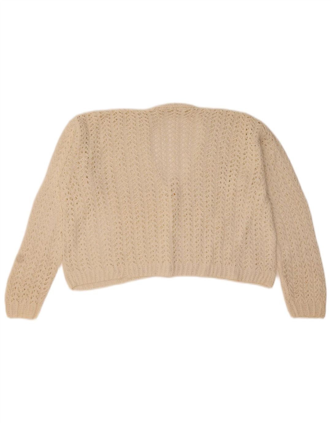 Vintage mujer crop cardigan suéter Reino Unido 14 blanco medio