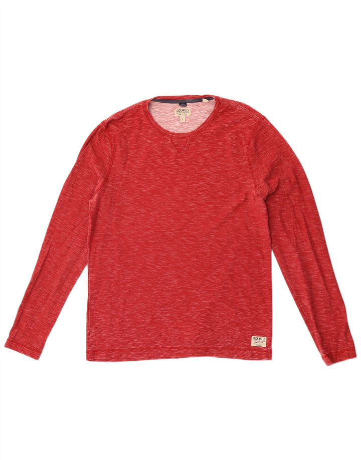 Camiseta Jack Wills para hombre de manga larga de algodón moteado rojo pequeño