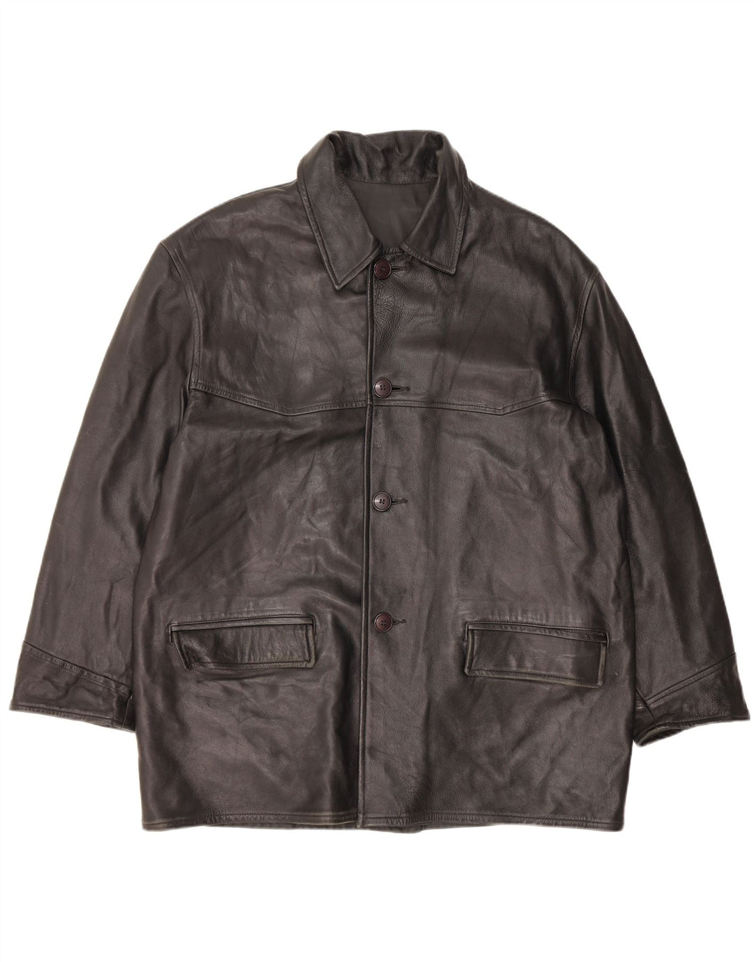 VINTAGE Chaqueta de cuero para hombre Reino Unido 42 XL Cuero negro