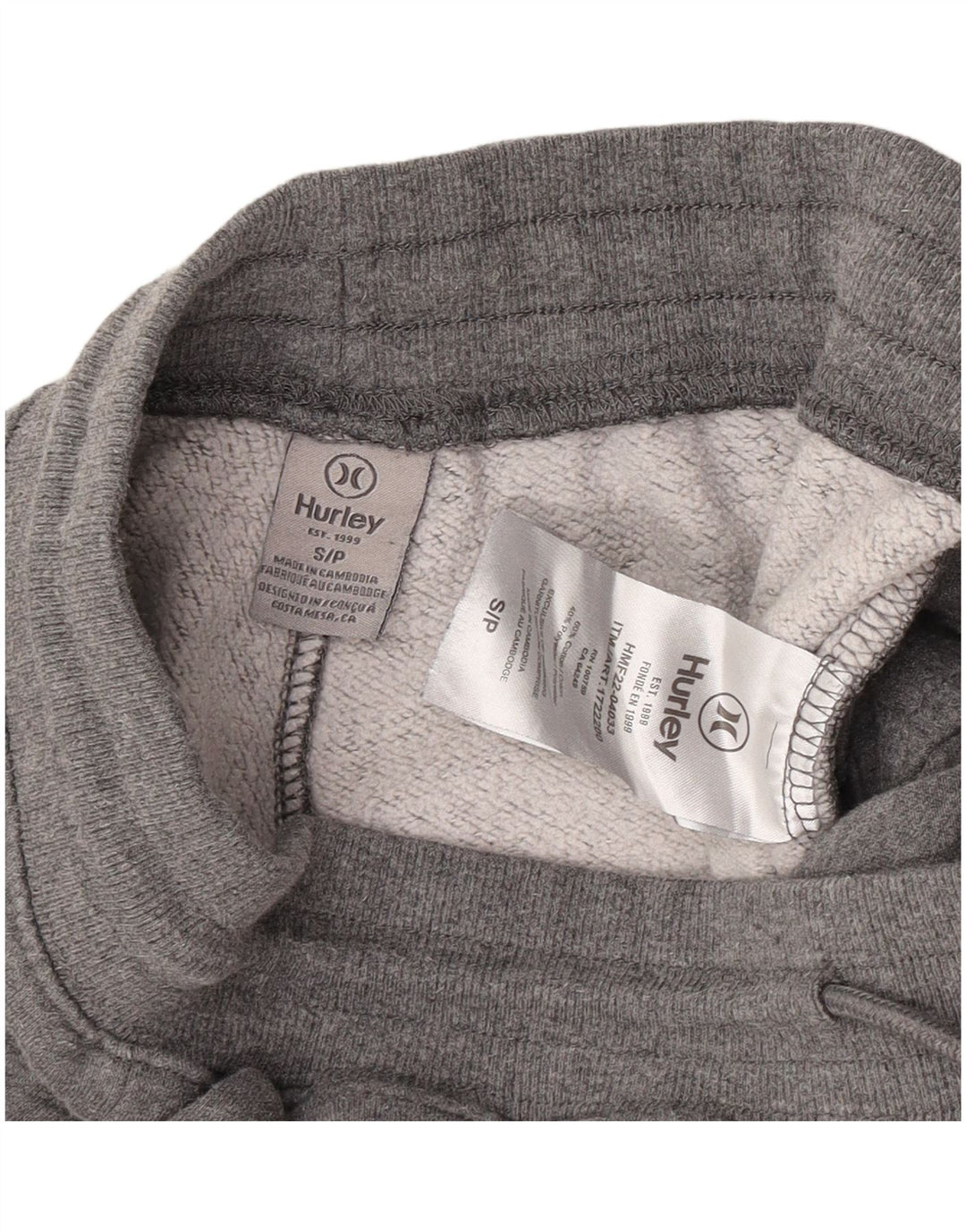 Hurley Hombre Pantalones De Chándal Joggers Small Gris Algodón