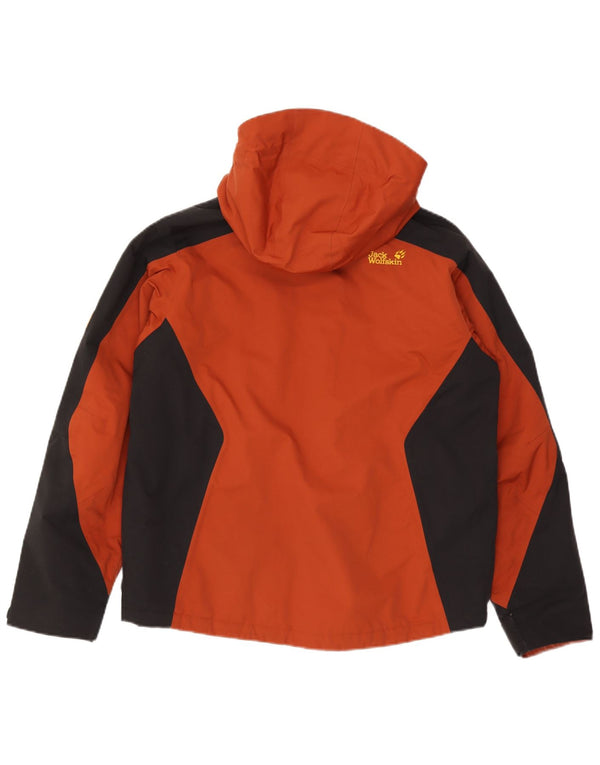 Jack Wolfskin Chaqueta cortavientos con capucha para hombre UK 38 Marrón medio Colorblock
