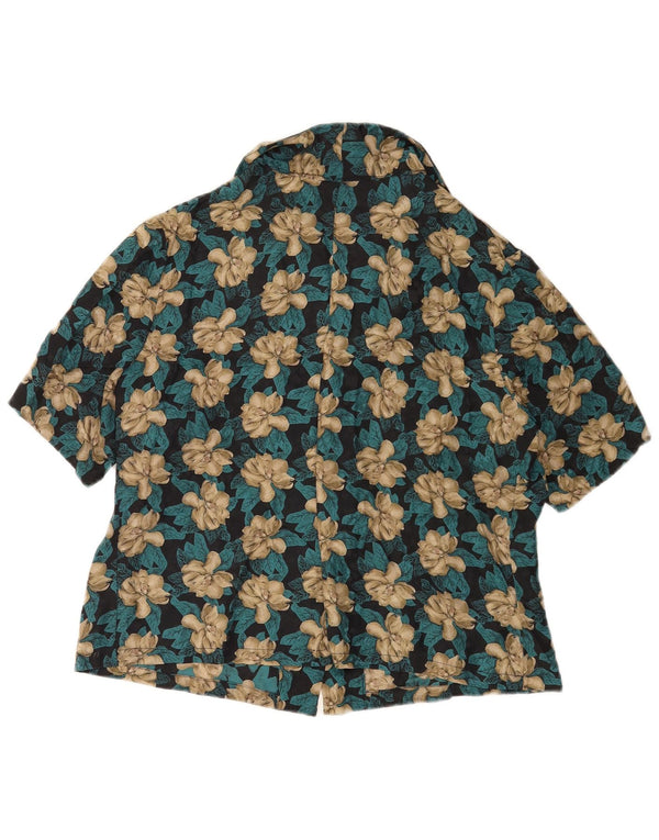 Vintage mujer camisa de manga corta Reino Unido 16 grande multicolor floral