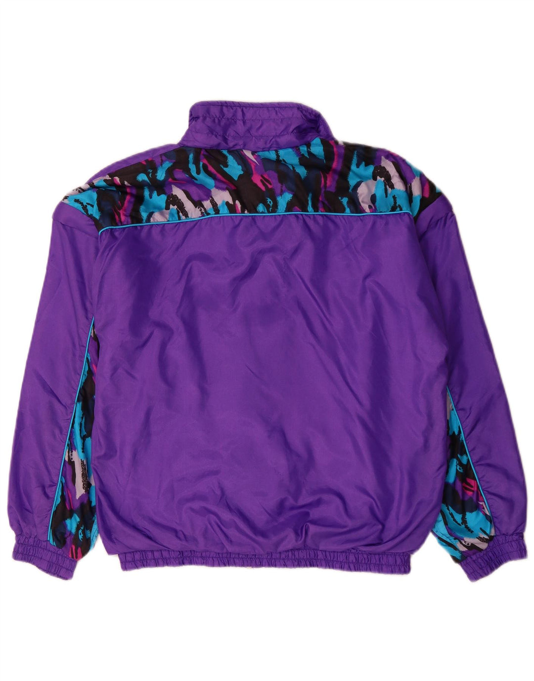 VINTAGE Chaqueta superior de chándal para hombre Nylon color block mediano morado