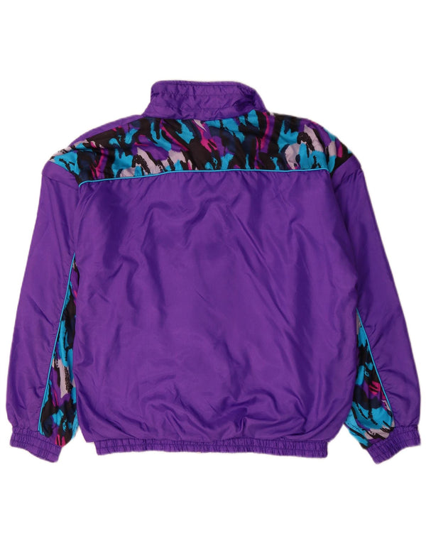 VINTAGE Chaqueta superior de chándal para hombre Nylon color block mediano morado