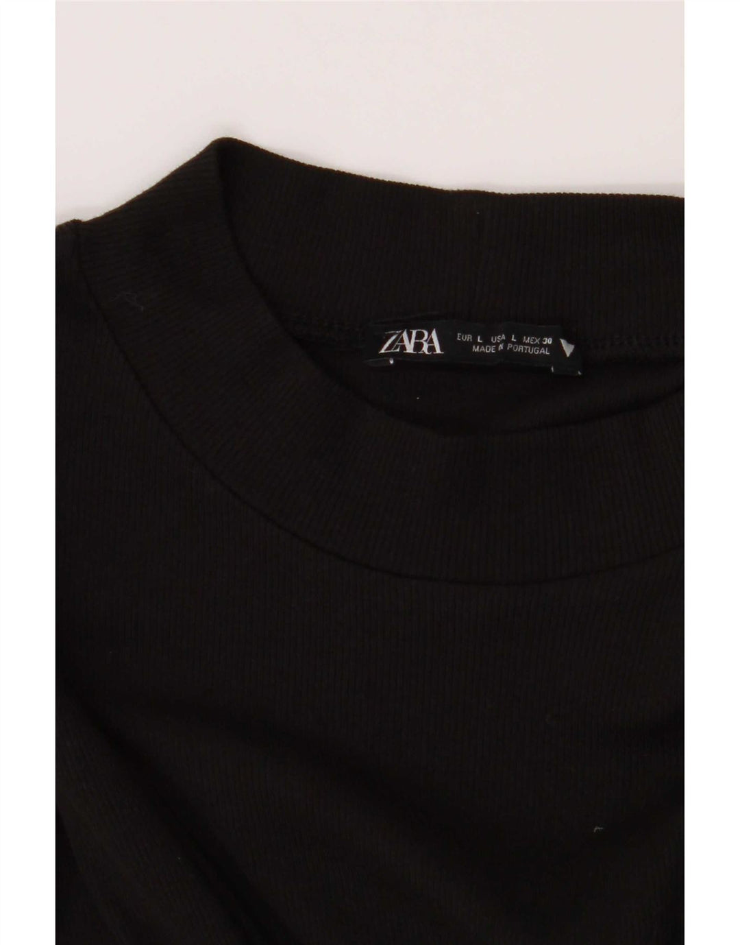 Zara Vestido Básico De Manga Larga Para Mujer UK 44 Grande Negro