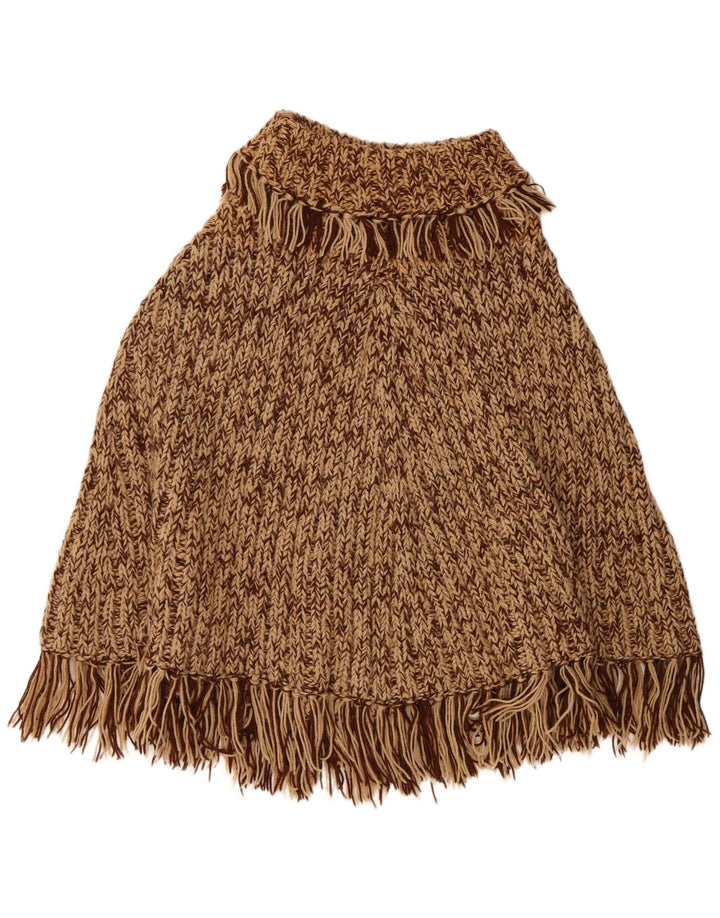 Vintage mujer Poncho Jumper un tamaño marrón moteado