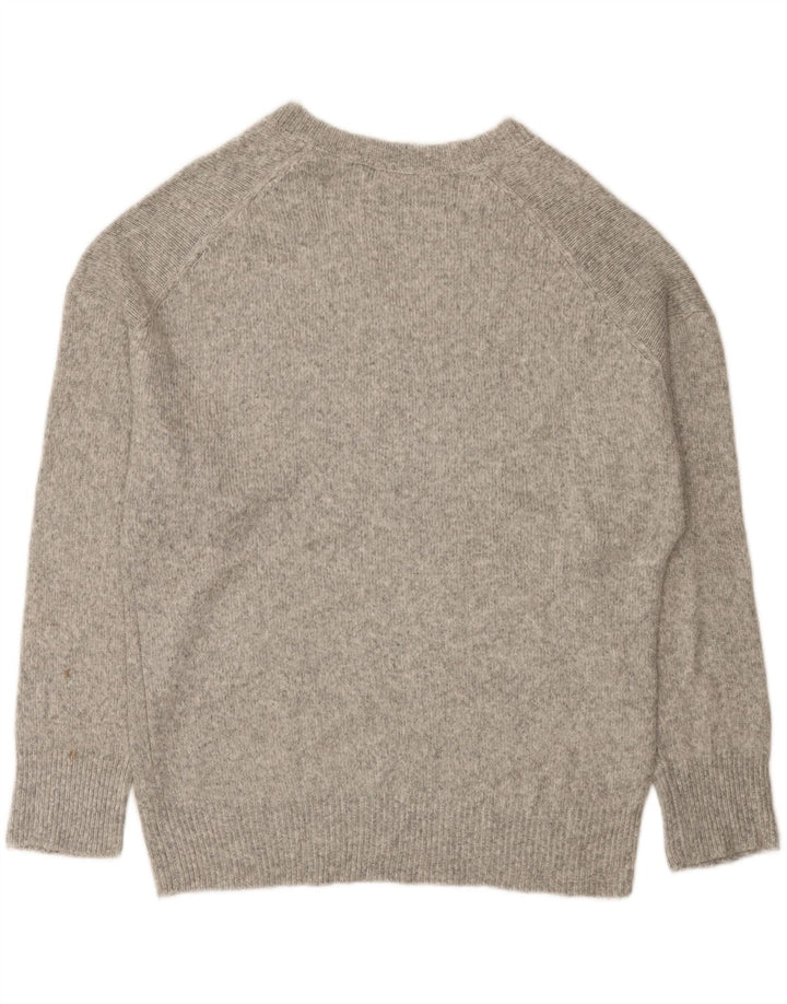 Zara Mujer Jersey Oversize con Cuello en V UK 10 Small Gris Moteado