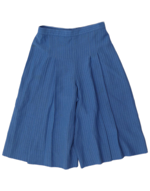 Vintage Mujer Cullotes Bermudas Shorts IT 40 Pequeño W24 Azul Pinstripe