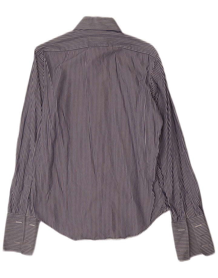 Camisa Formal Massimo Dutti Hombre Talla 39 15 1/2 Mediana Azul Marino Rayas